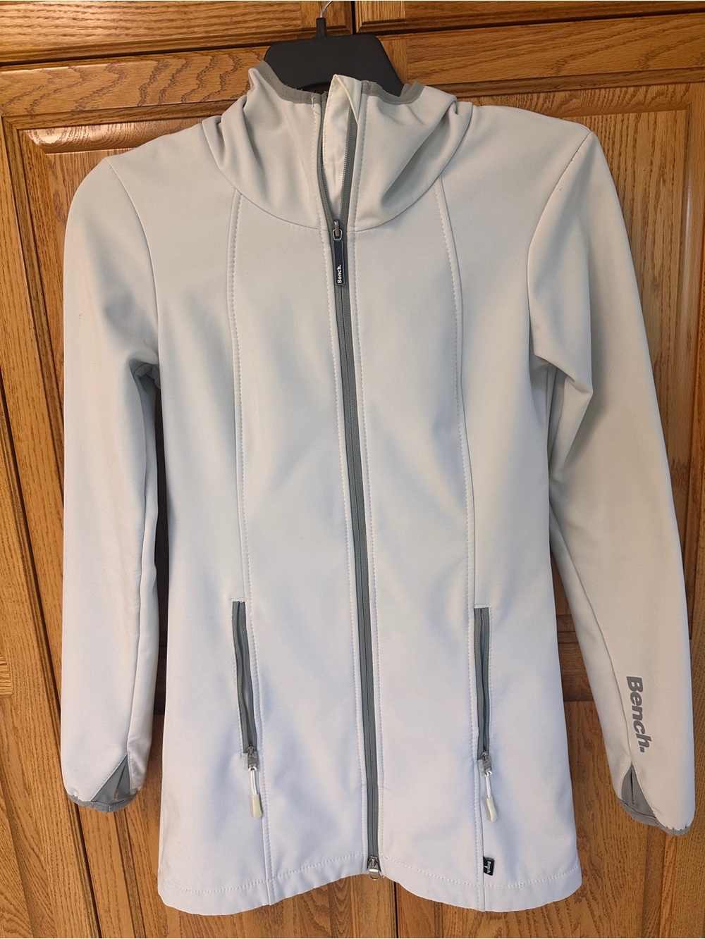 Bench Light Gray Hooded Softshell Coat with Zipper Pockets